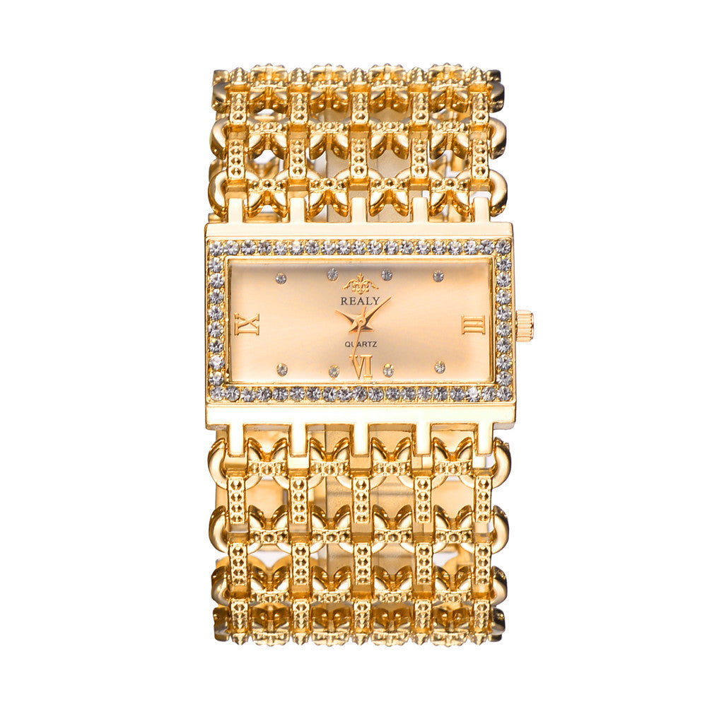 Steel chain diamond quartz fashion table