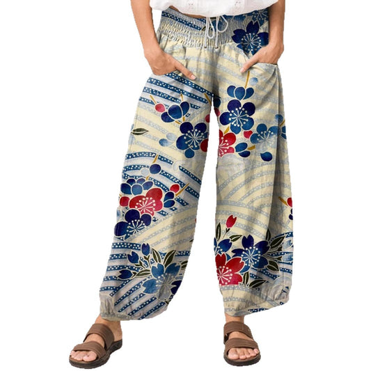 Casual Loose Drawstring Printed Pants For Women