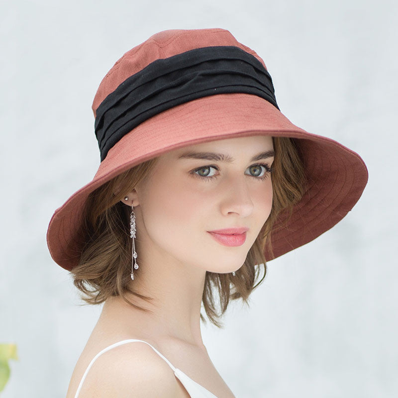 Contrasting Color Literary Hat Travel Foldable Hat