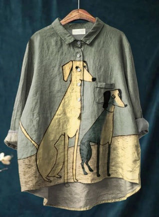 Women's Animal Print Hawaiian Long Sleeve Shirt