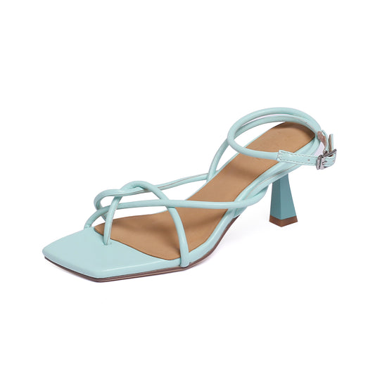 Women's Sandals New Roman Flip Flops With Skirt, Buckle And Thick Heel High Heels