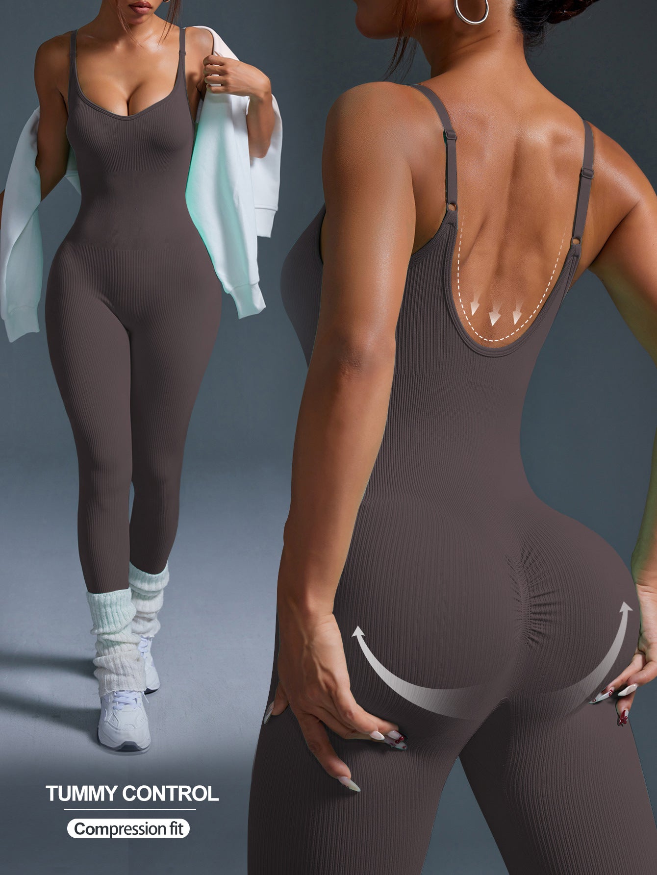 Thread Sleeveless Jumpsuit Female Backless Hip Lifting