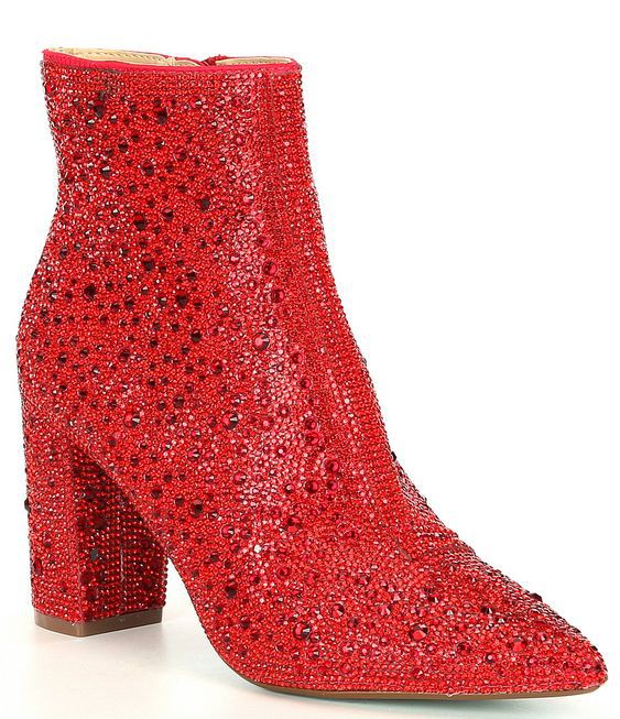 Rhinestone Pointed Toe Fashion Ankle Boots