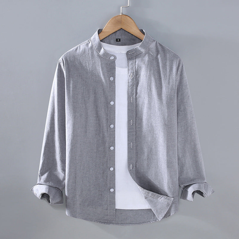 Spring And Autumn Thin Stand-up Collar Long-sleeved Men's Shirt