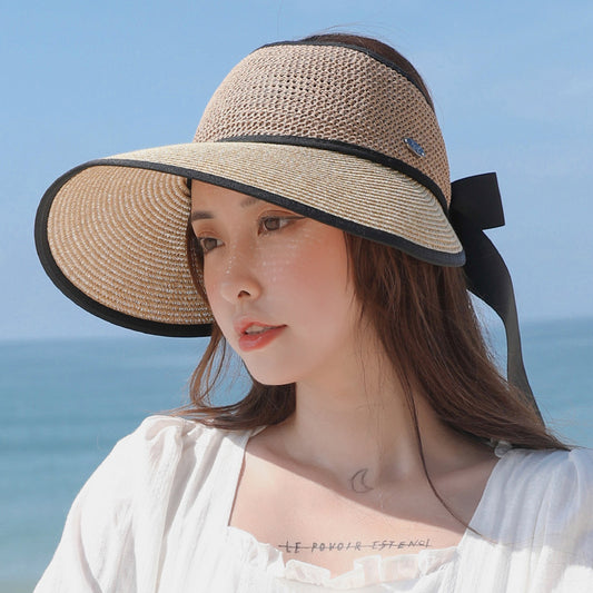 Ladies Summer Shade Sunscreen Foldable Straw Hat