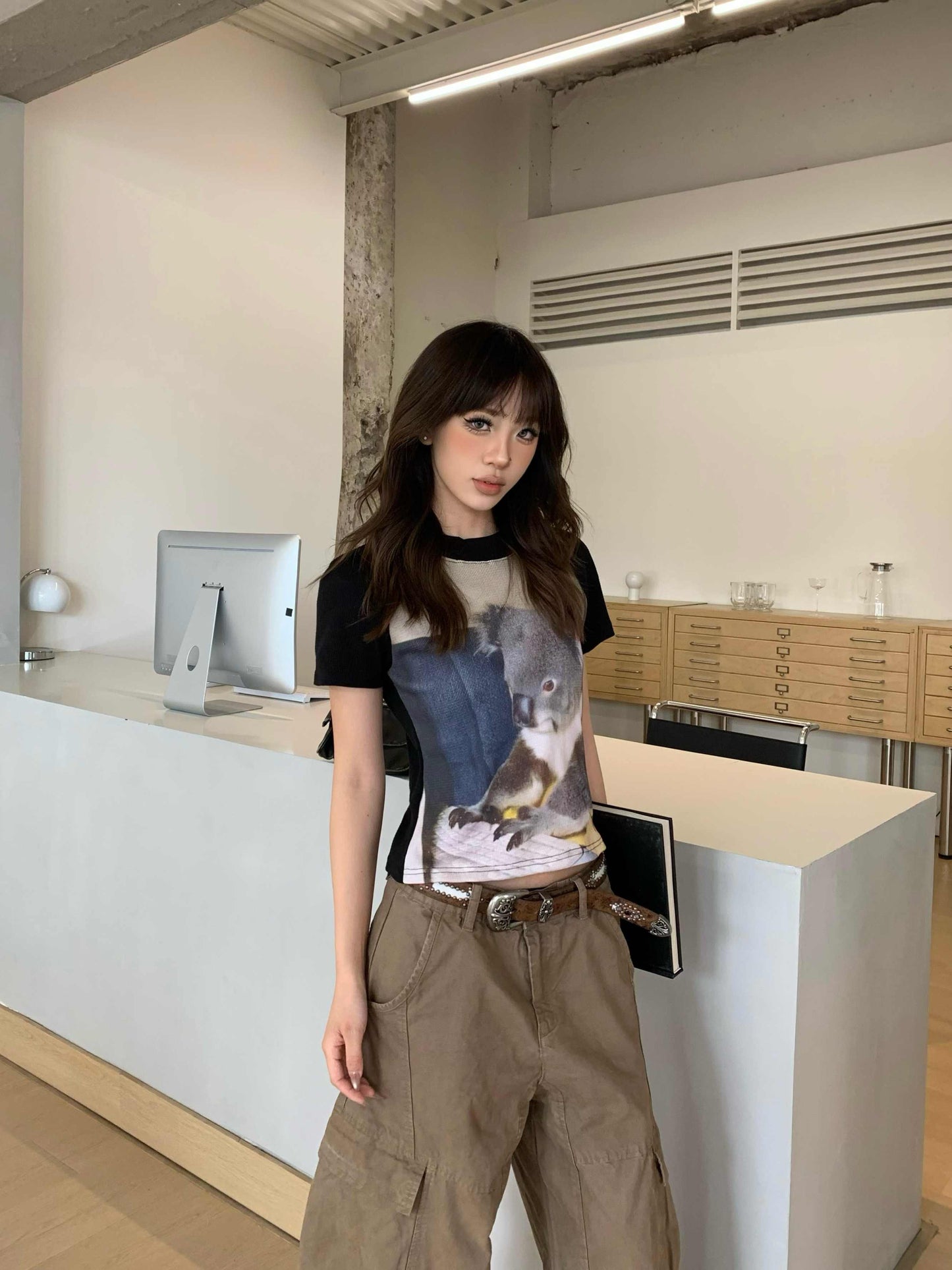 Summer Koalas Kaola Vintage Print Short-sleeved T-shirt For Women