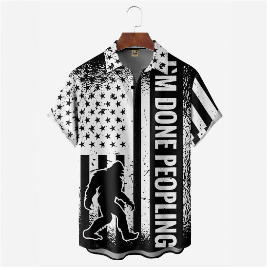 Creative 3D Digital Printing Stylish Loose Short Sleeve Shirt