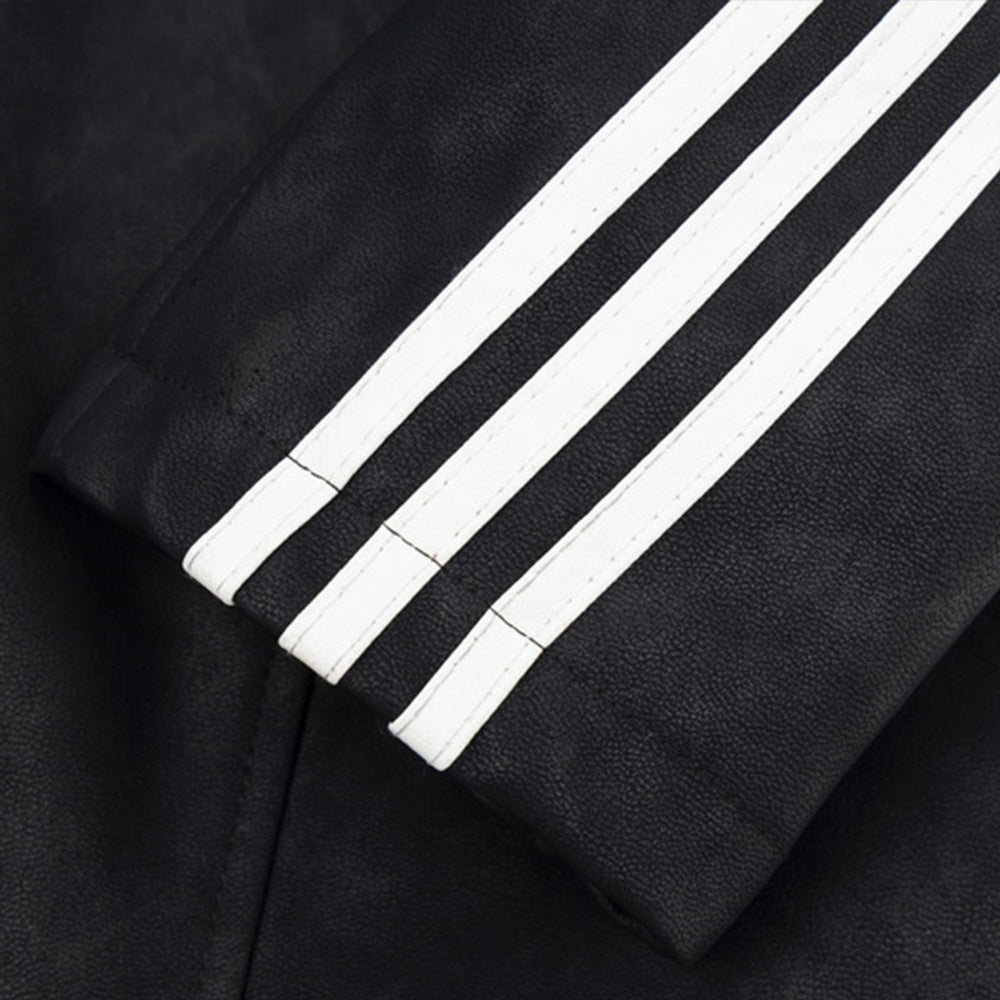 Season Loose American Street Windproof Zipper Decorations Leather Jacket