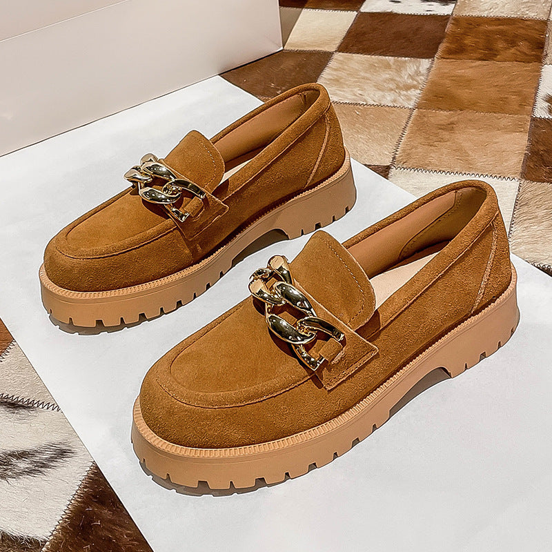 Women's Leather Slip-on Platform Loafers