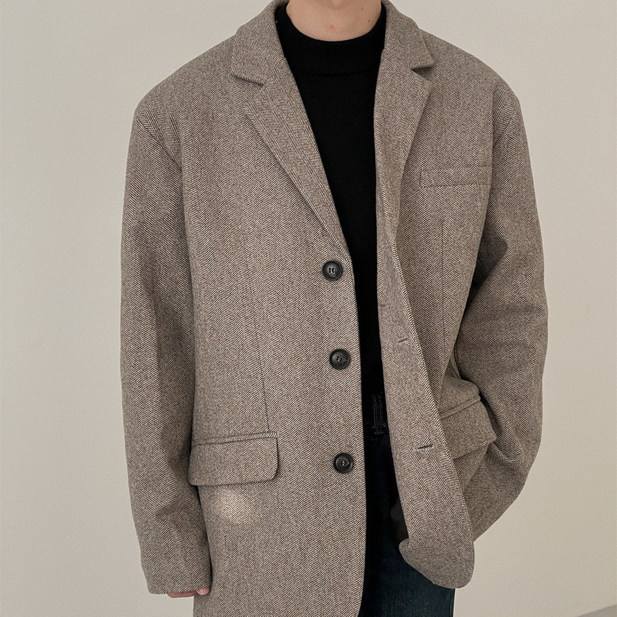 Vintage Hong Kong Style Single Breasted Suit Jacket For Men