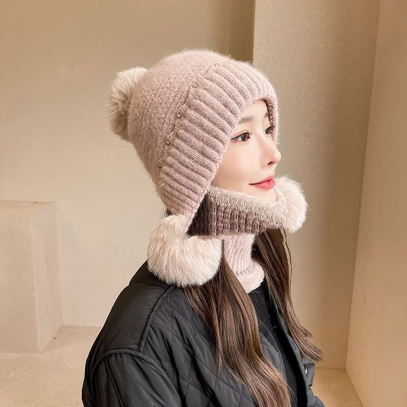 Velvet Padded Knitted Hat Ear Protection Warm