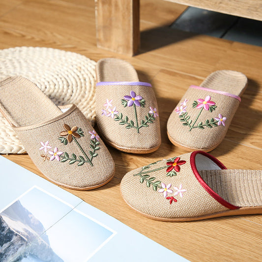 Linen Slippers Women's Home Indoor Non-slip Soft Bottom Cotton And Linen Thick