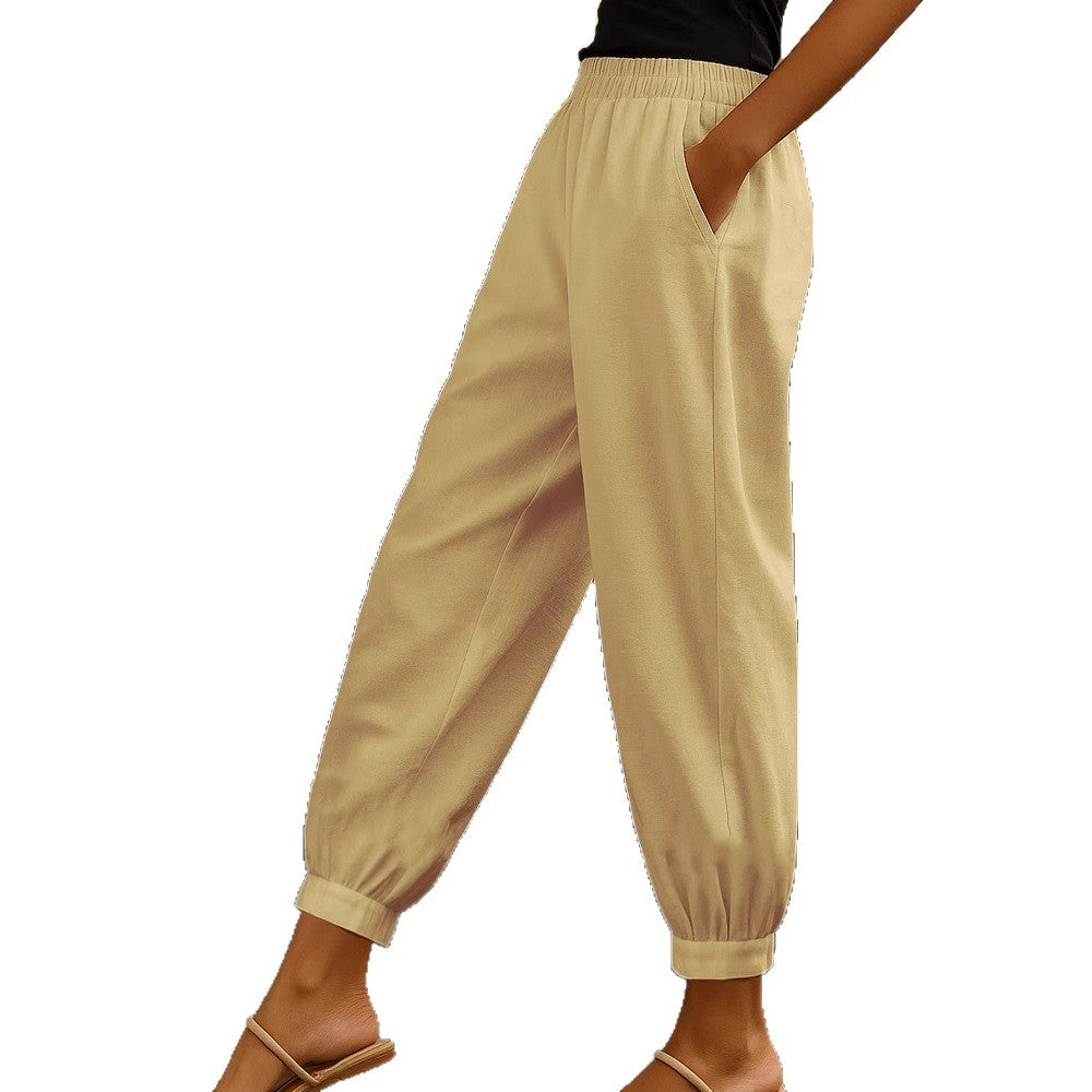 Stylish Casual Everyday Skinny Pants With Side Pockets And Elastic Waist