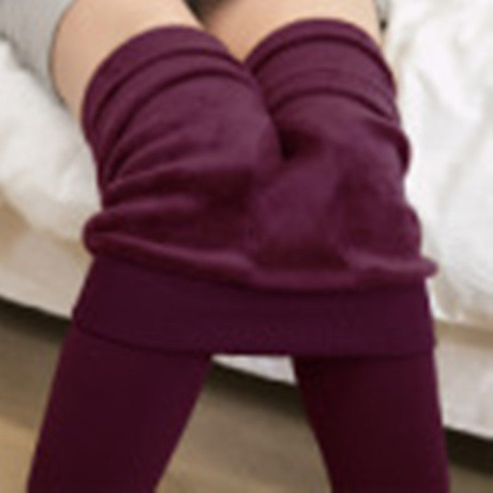 Pearl Velvet Solid Color Seamless Stepping On Warm All-in-one Pants