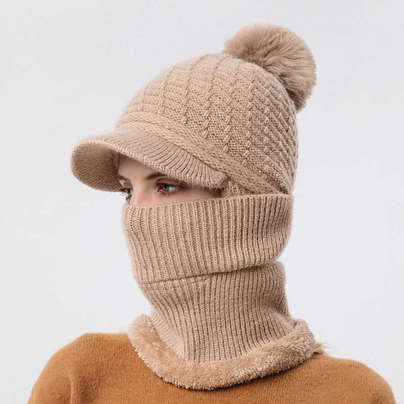 Women's Plush Thickened Warm Knitted Hat Ear Shield