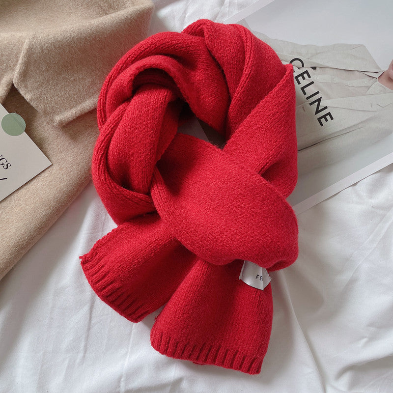 Students' Solid Color Trendy White All-match Scarf