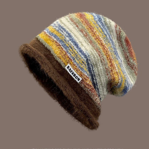 Cold-proof Warm Hipster Mixed Color All-match Bag Cap Pullover Hat Cap