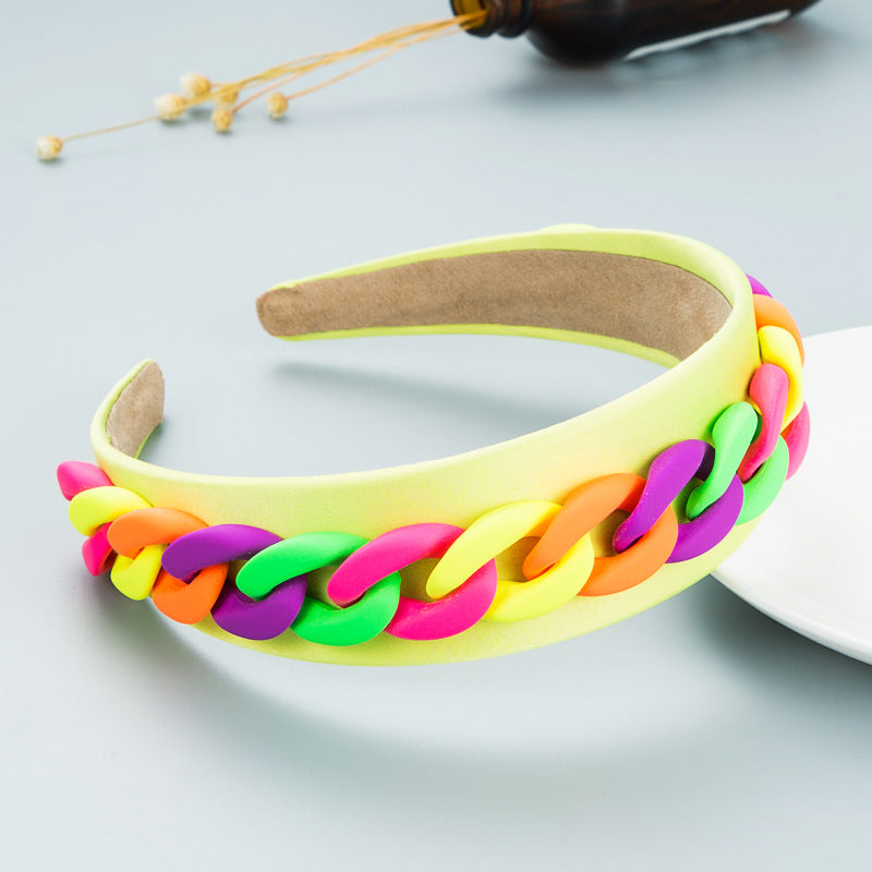 Ladies Wide Brim Colorful Chain Macaron Headband