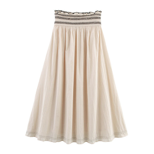 Contrast Color Waist Vacation Style Skirt