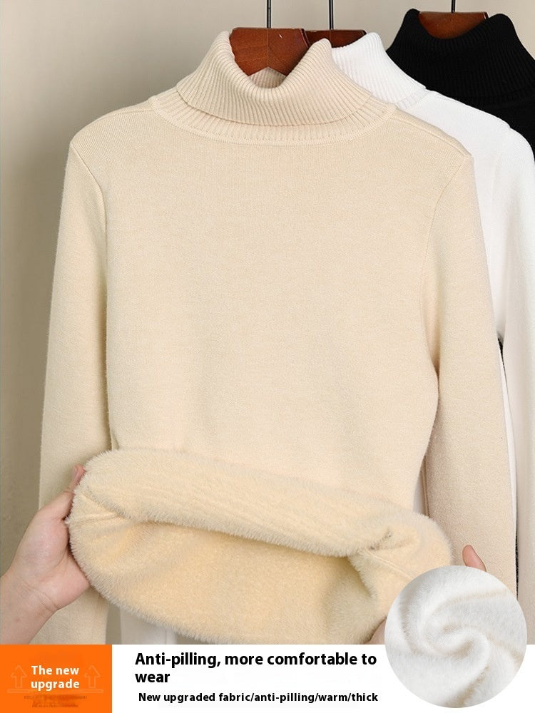 Fleece-lined Thick Turtleneck Sweater Women