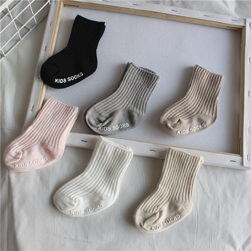Double Needle Loose Mouth Plain Newborn Childrens Socks
