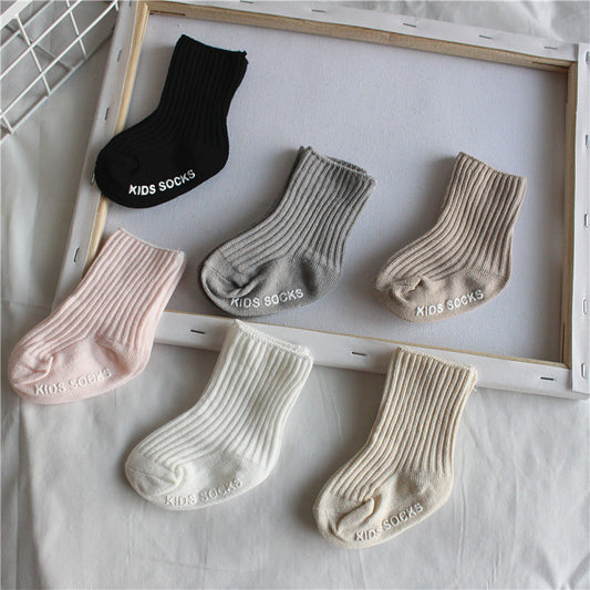 Double Needle Loose Mouth Plain Newborn Childrens Socks