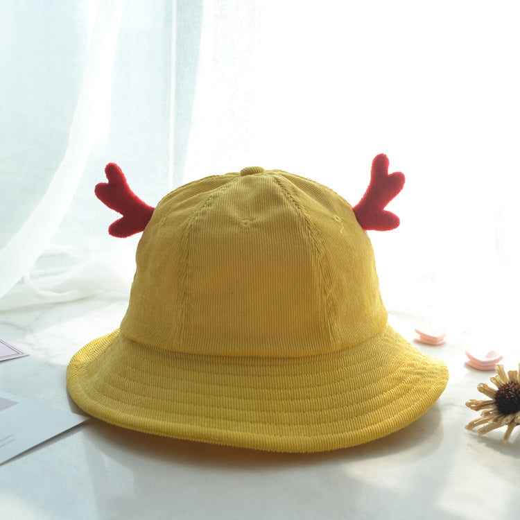 Ears Cute Sweet Soft Girl Corduroy Basin Hat