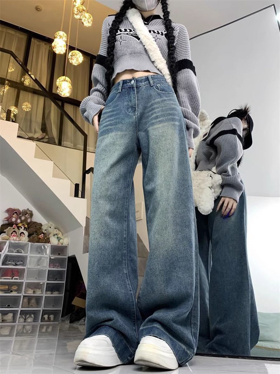 High Waist Loose And Slimming Wide-leg Straight Pants