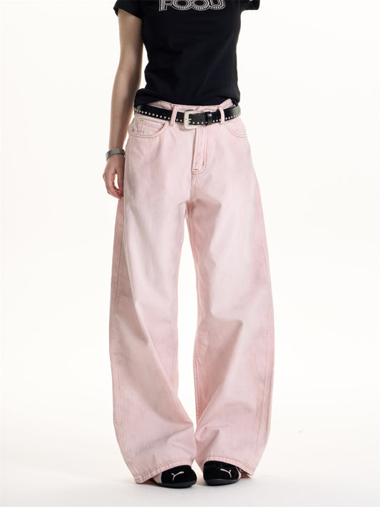 Retro Cherry Blossom Wide-leg Draping Mop Jeans