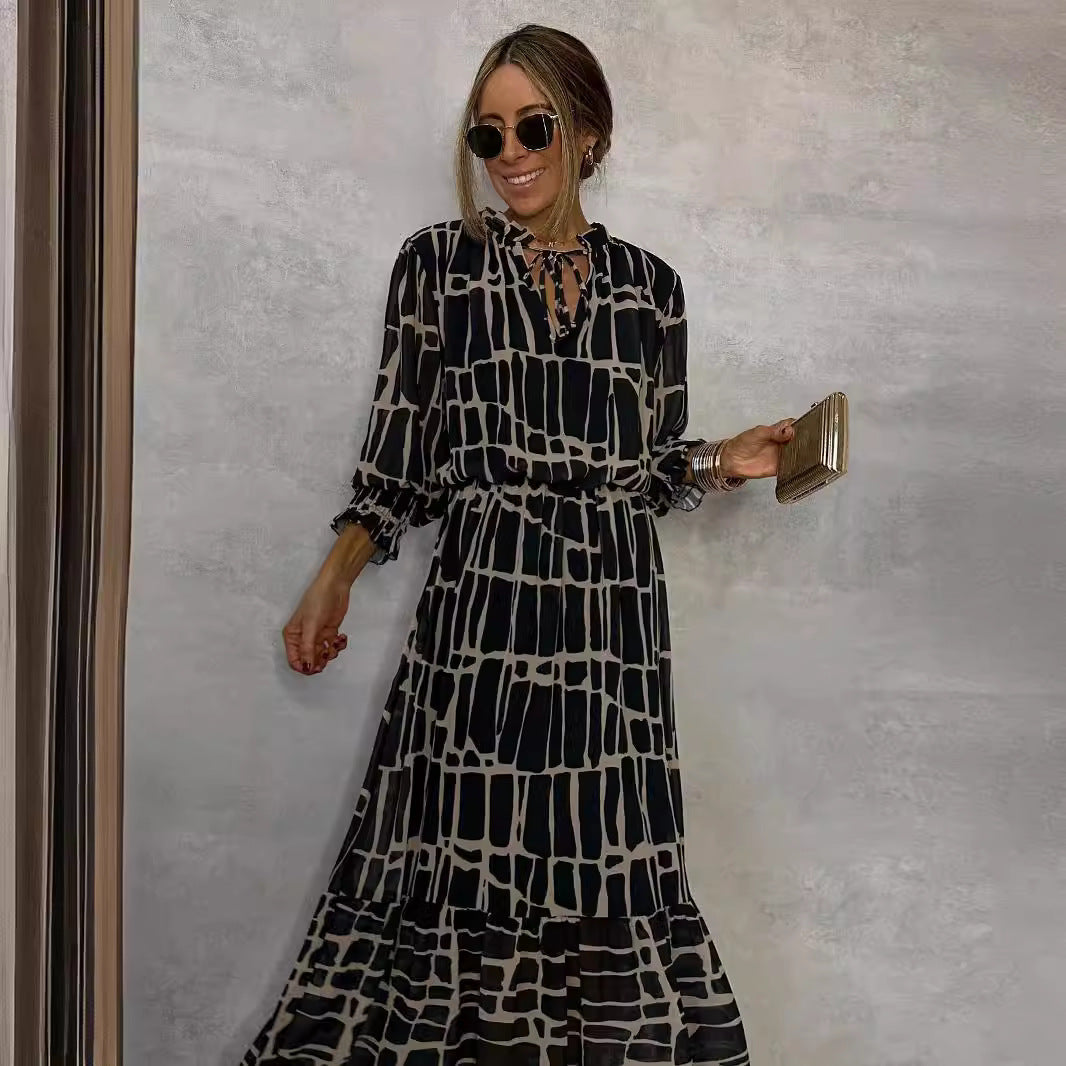 Autumn Long Sleeve Printed Dress