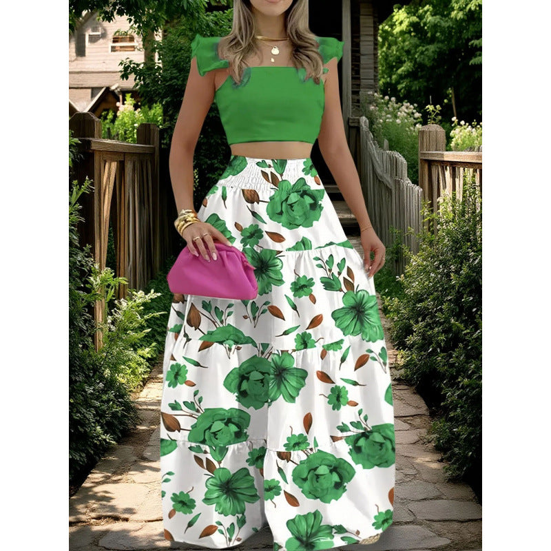 Chic Sexy Solid-color Mid-rise Slip Dress With A Flared Skirttwo-piece Set