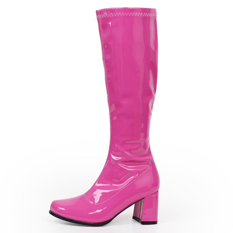 Simple Patent Leather Fashion Thick-heeled Martin Boots 9cm High-heeled