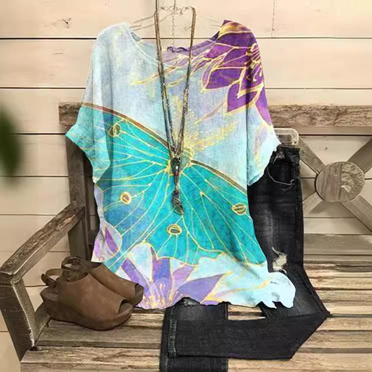 Women's Fashionable B653 Printed Short Sleeve