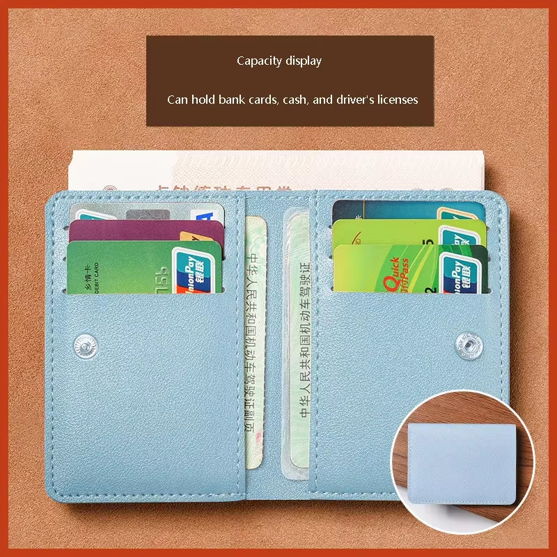 2025 New Women'S Wallet Simplified Folding Button Small Wallet Driver'S License Card Bag Male Student Soft Leather Wallet