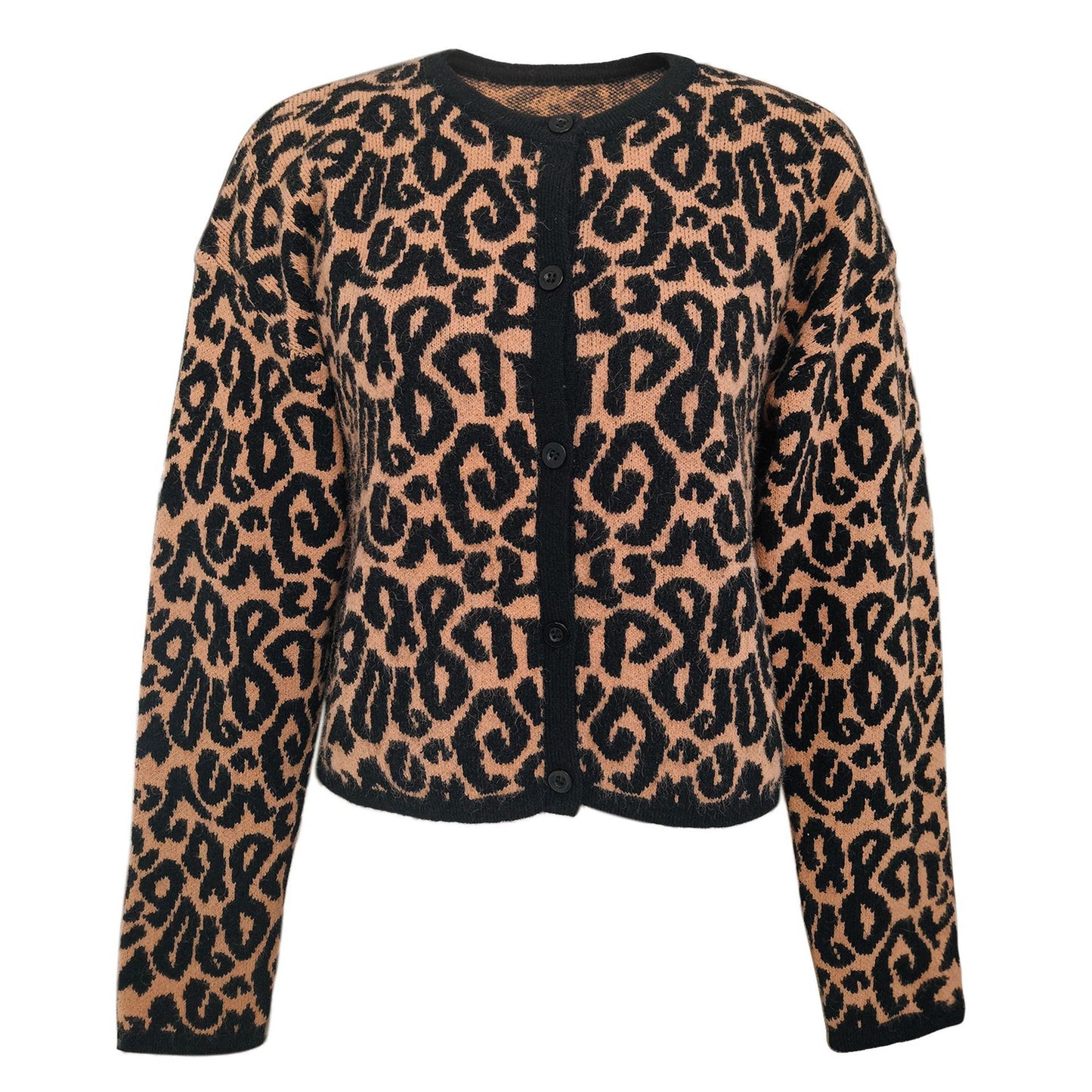 Women's Fashion Lazy Round Neck Leopard-print Sweater