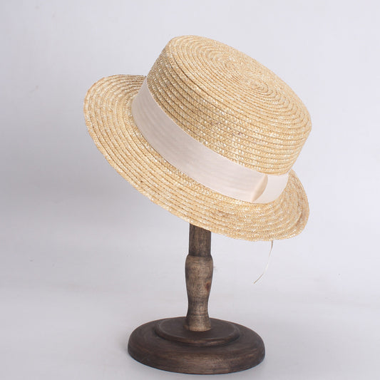 Flat Top Holiday Couple Ladies Straw Sun Hat