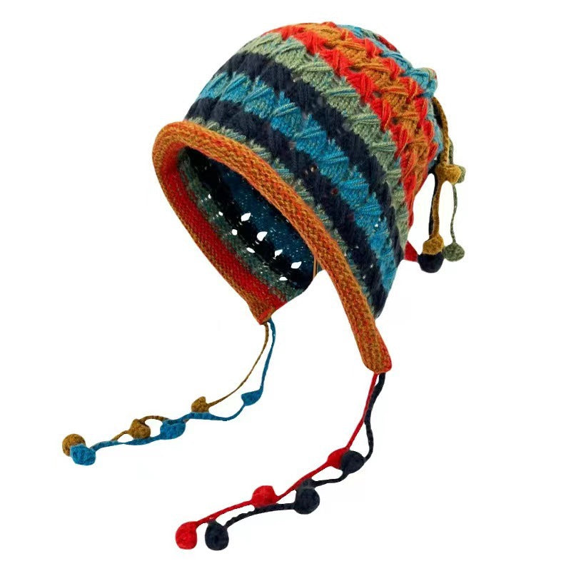 Season Handmade Crochet Color Ball Strap Wool Hat