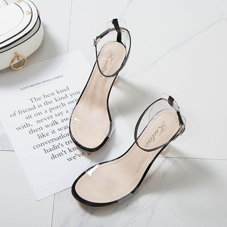 Korean Style Transparent Crystal High Heel Sandals