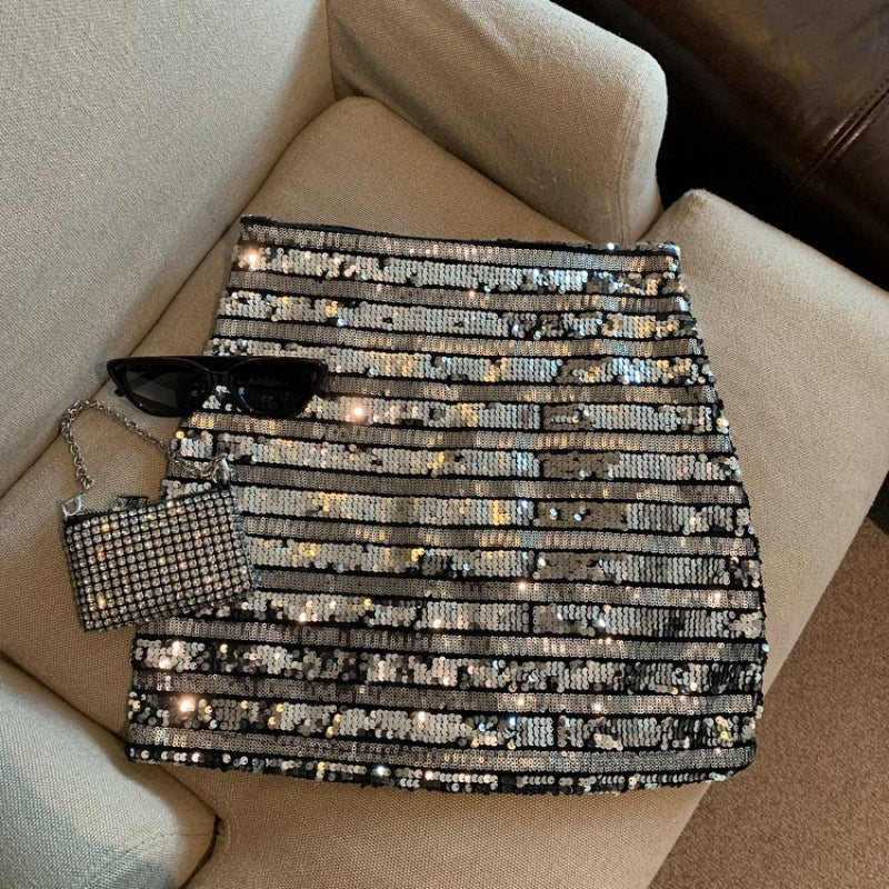 New Womens Chic Sequin Bodycon Skirt