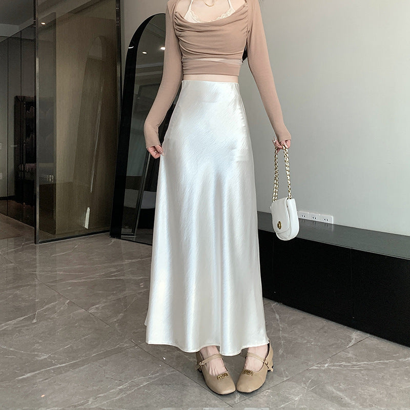 Skirt Womens Autumn High-Waisted Slimming A-Line Skirt