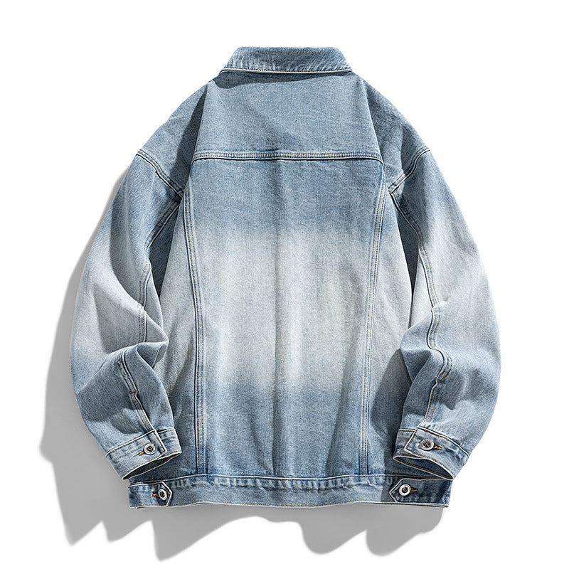 Retro denimjakke til mænd med løs pasform