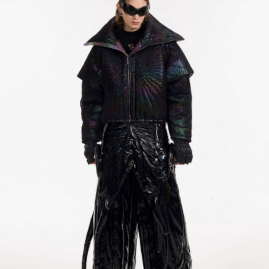 Male Dark Knight Large Collar Alien Short Cotton Jacket