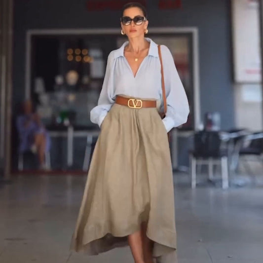 Autumn New Fashion Simple Pure Color All-matching Temperament Skirt