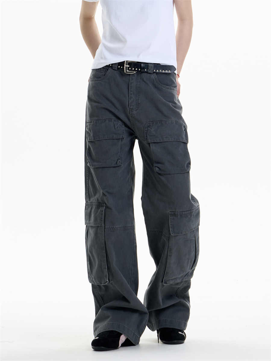 Multi-pocket Cargo Pants Women's Loose Wide Leg Straight Casual Pants