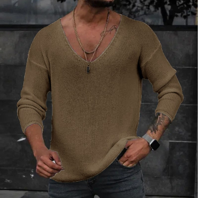 Long Sleeve V-neck Sweater Sweater Men's Independent Station Popular Men's Sweater