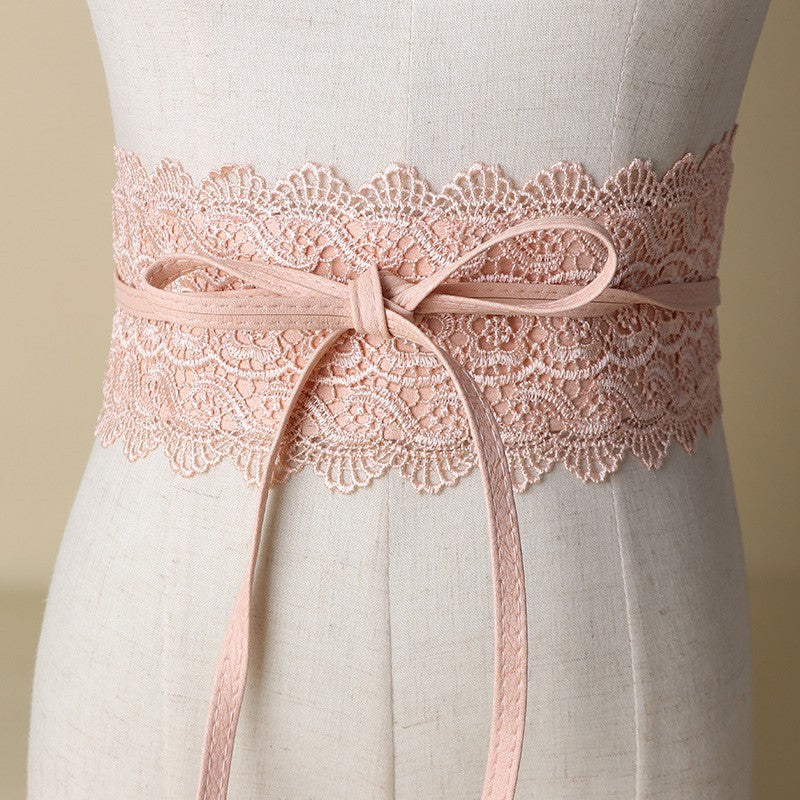Lace Belt Dress Wide Waist Seal Black Women's Belt Belt Wide Lace Tassel Chiffon Shirt Decoration One-suit Skirt