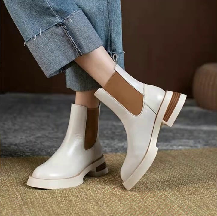 Thick Bottom Female Thick Heel Thin Boots Round Toe Hundred