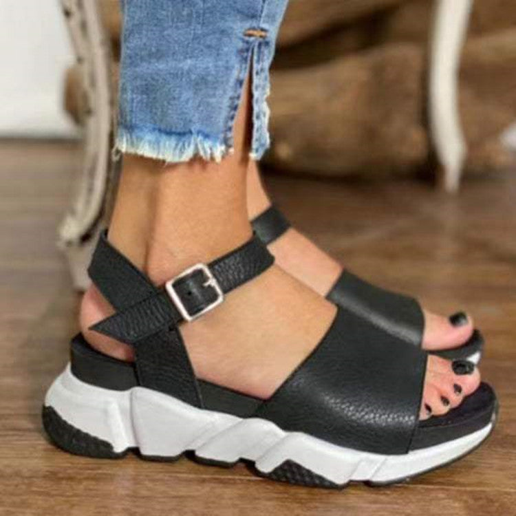 Women's Leopard Print Sandals Buckle Casual