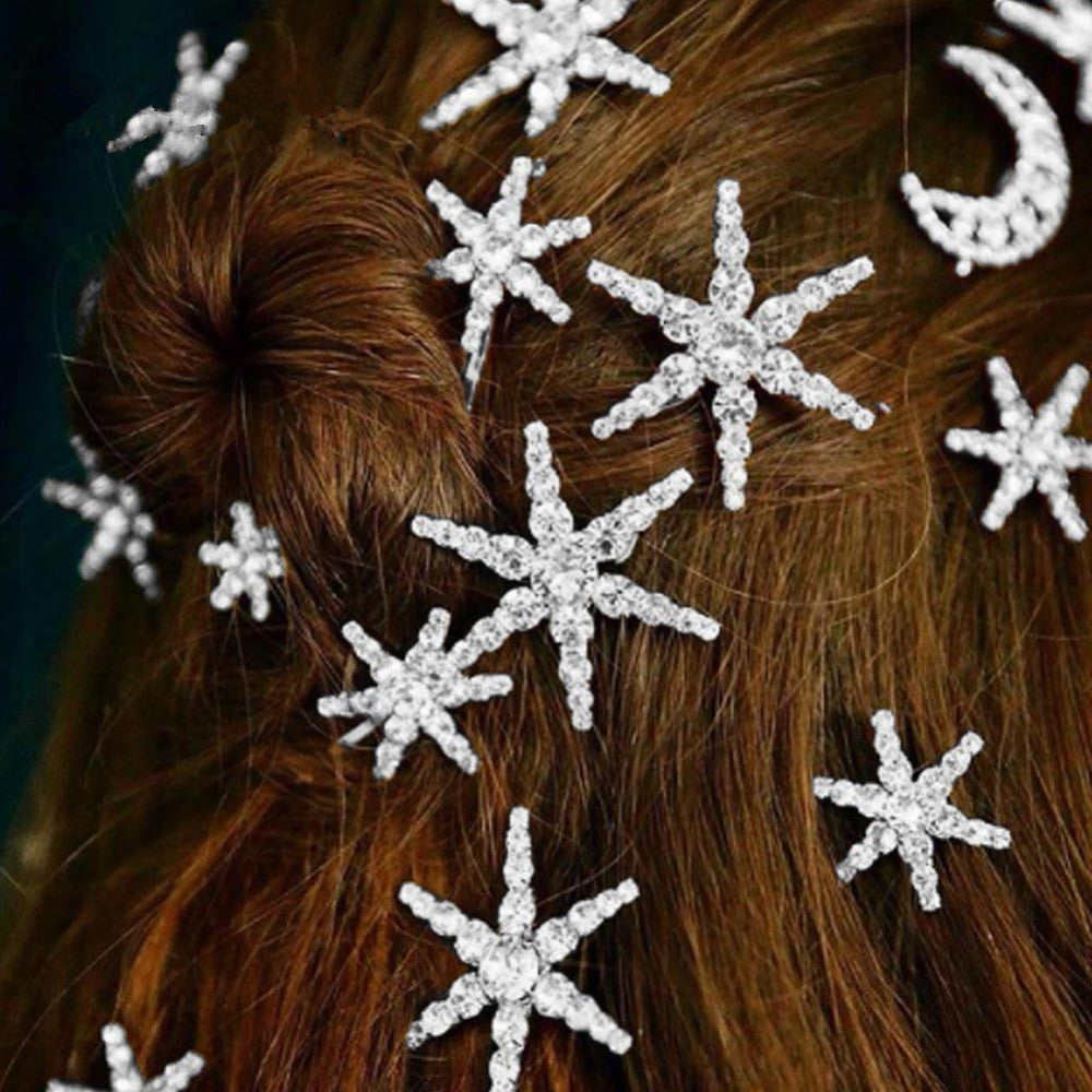 Rhinestone Word Clip Star Moon Shiny Bridal Hairpin