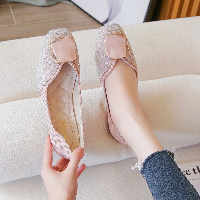 Soft Bottom Square Toe Flat Single Shoes Women Fashion